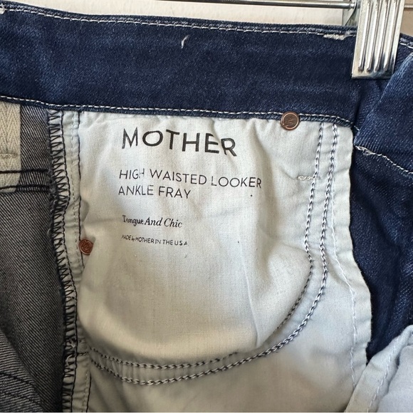Mother High Waisted Looker Ankle Fray In Tongue And Chic Dark Wash Size 25 - Picture 11 of 11